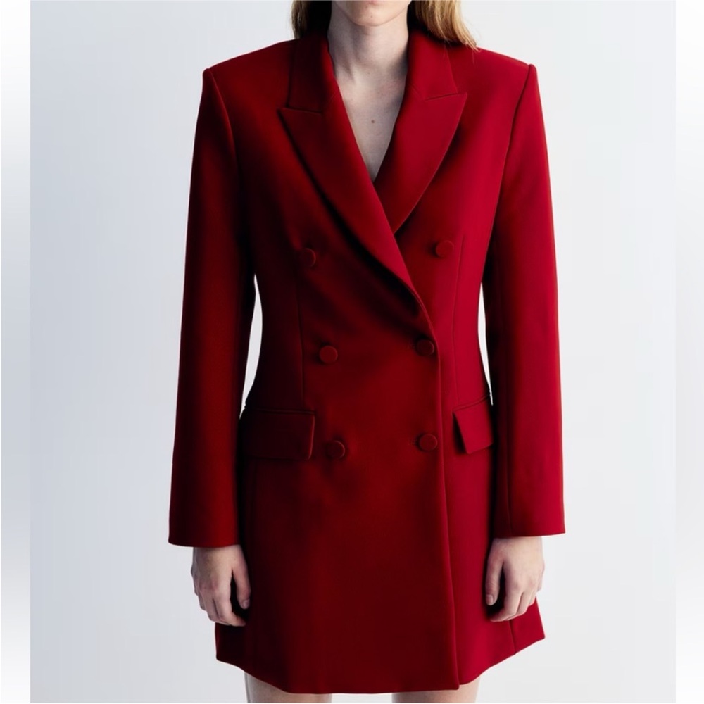 H&M Women's Red Double-Breasted Blazer NWT